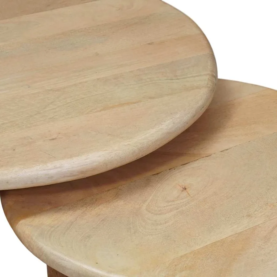 Tables basses gigognes 3 pcs Noir Bois de mangue massif - 7