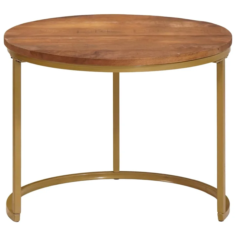 Tables basses gigognes 3 pcs Bois de mangue massif et acier - 5