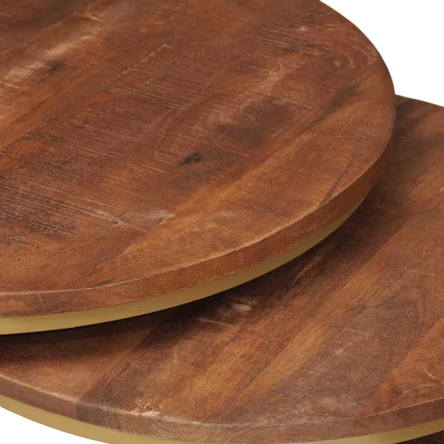 Tables basses gigognes 3 pcs Bois de mangue massif et acier - 9