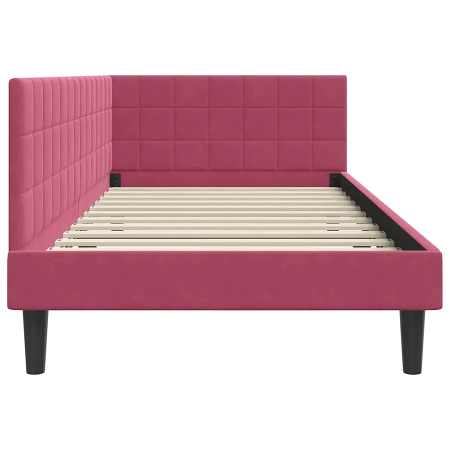 Cadre de lit d'angle Bordeaux 100 cm x 200 cm Velours - 6