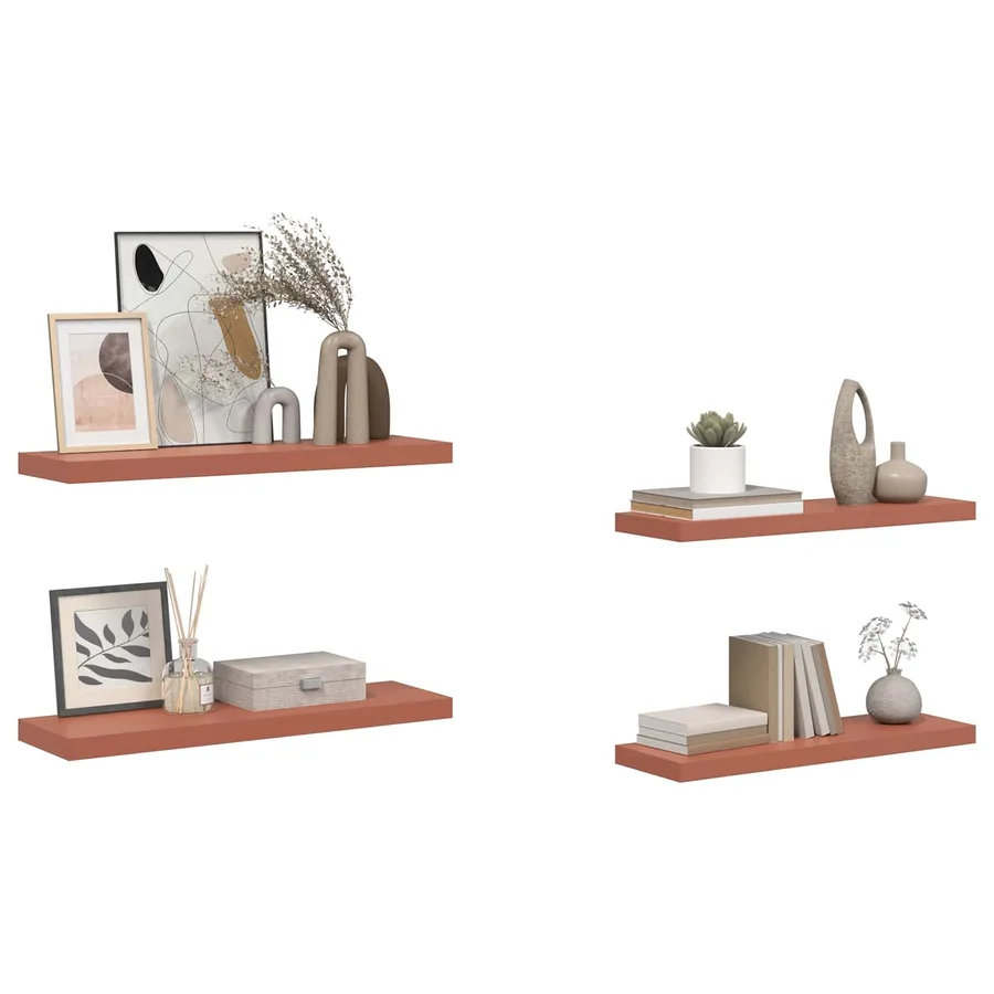 Étagère Murale 4 pcs Rouge 80 x 23,5 x 4 cm Bois d'ingénierie - 3