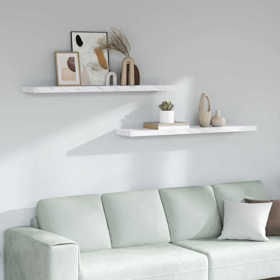 Étagère Murale 2 pcs Marbre blanc 120 x 23,5 x 4 cm