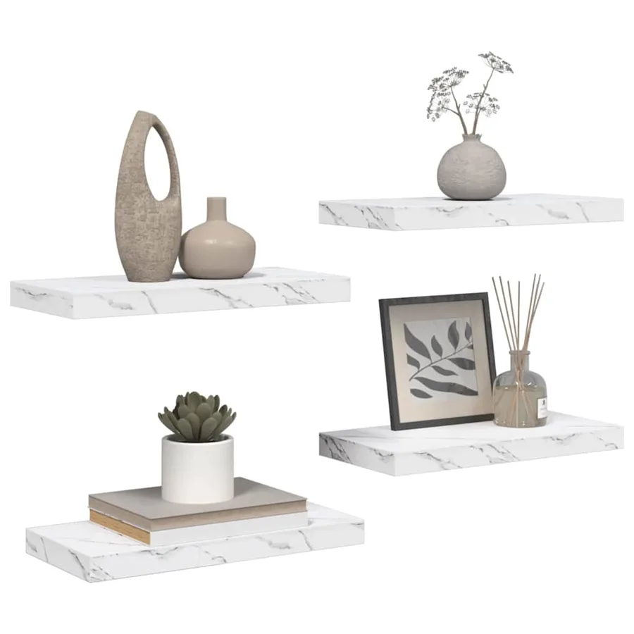 Étagère Murale 4 pcs Marbre blanc 50 x 23,5 x 4 cm - 3
