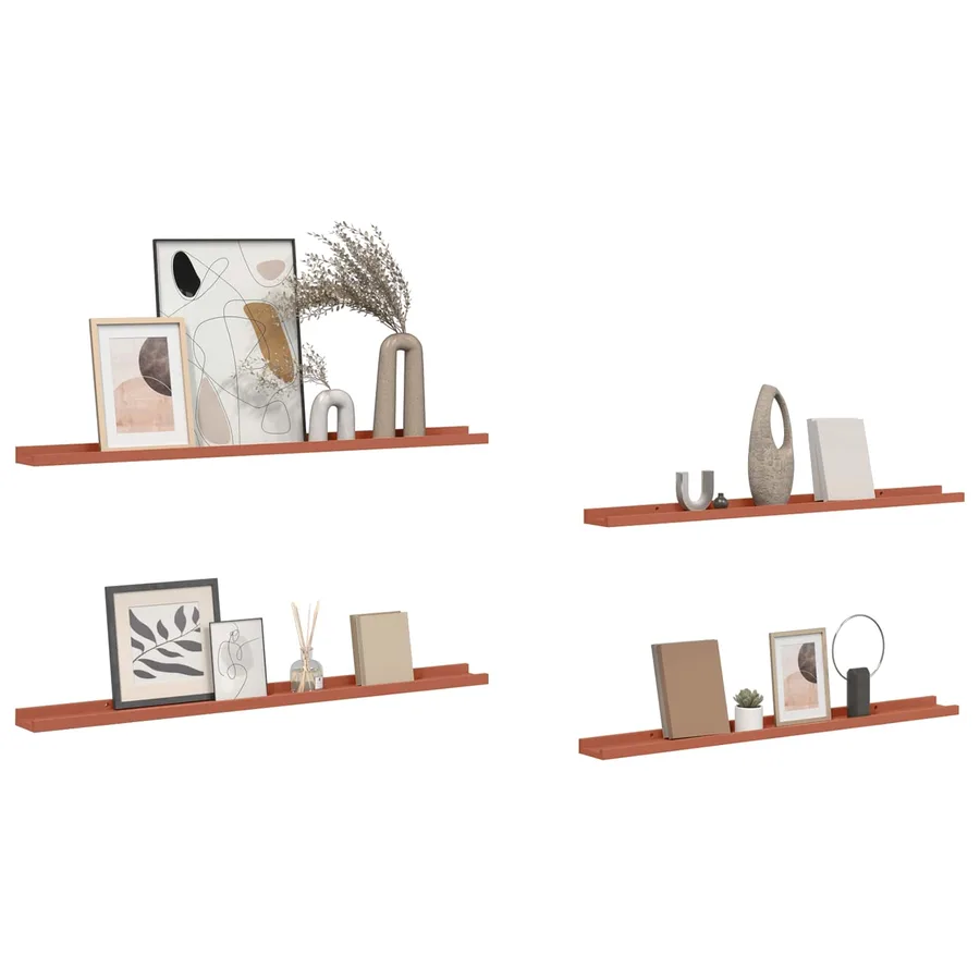 Étagère Murale Montage mural 4 pcs Rouge 100 x 9 x 3 cm - 3