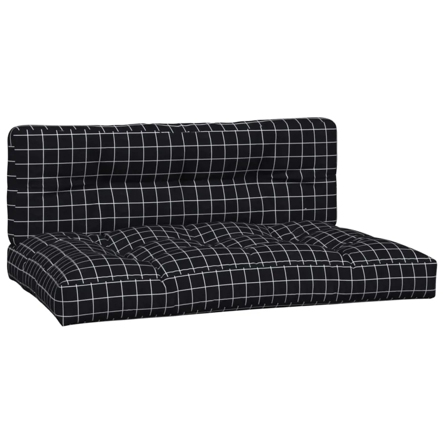 Coussins de palette lot de 2 motif à carreaux noir tissu - 2