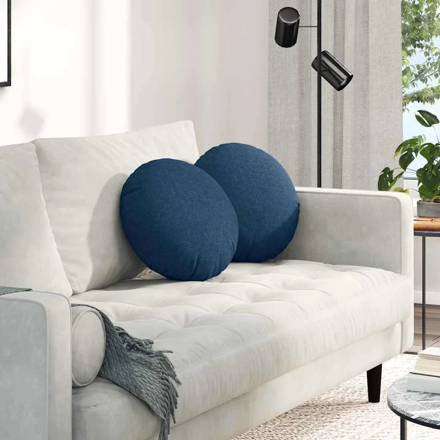 Coussins de siège 2 pcs Bleu Ø40 x 13 cm tissu