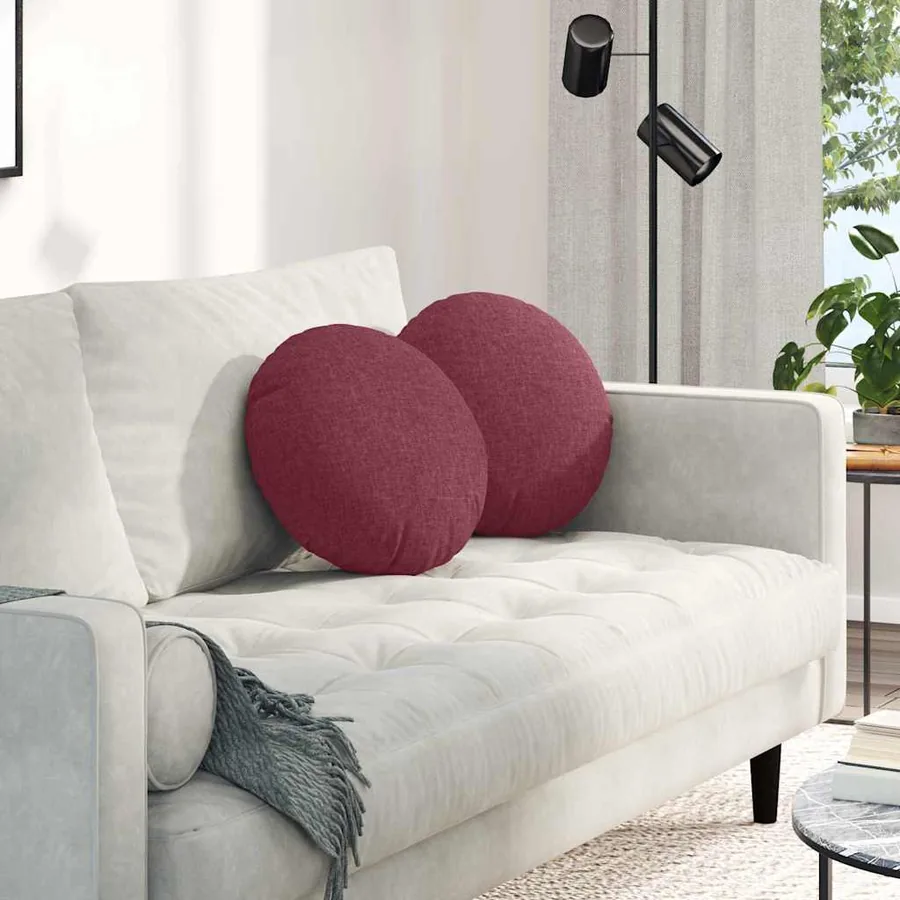 Coussins de siège 2 pcs Bordeaux Ø40 x 13 cm tissu