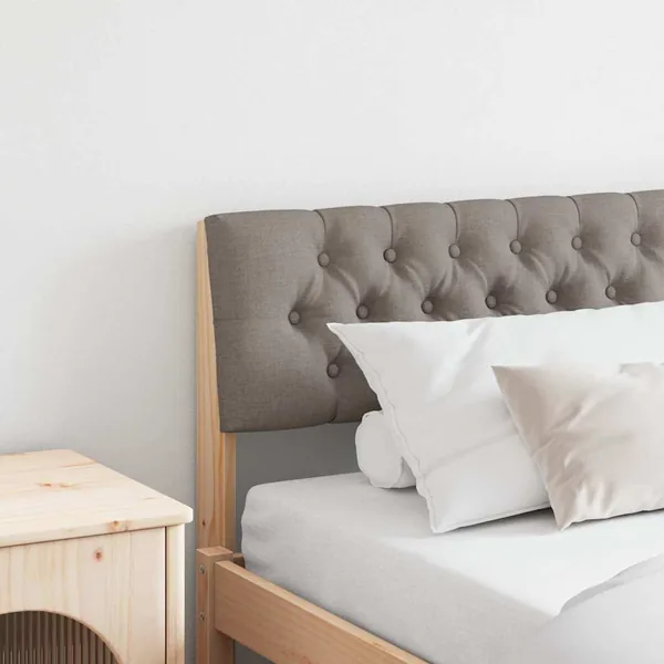Tête de lit capitonnée Taupe 200 cm Pin massif