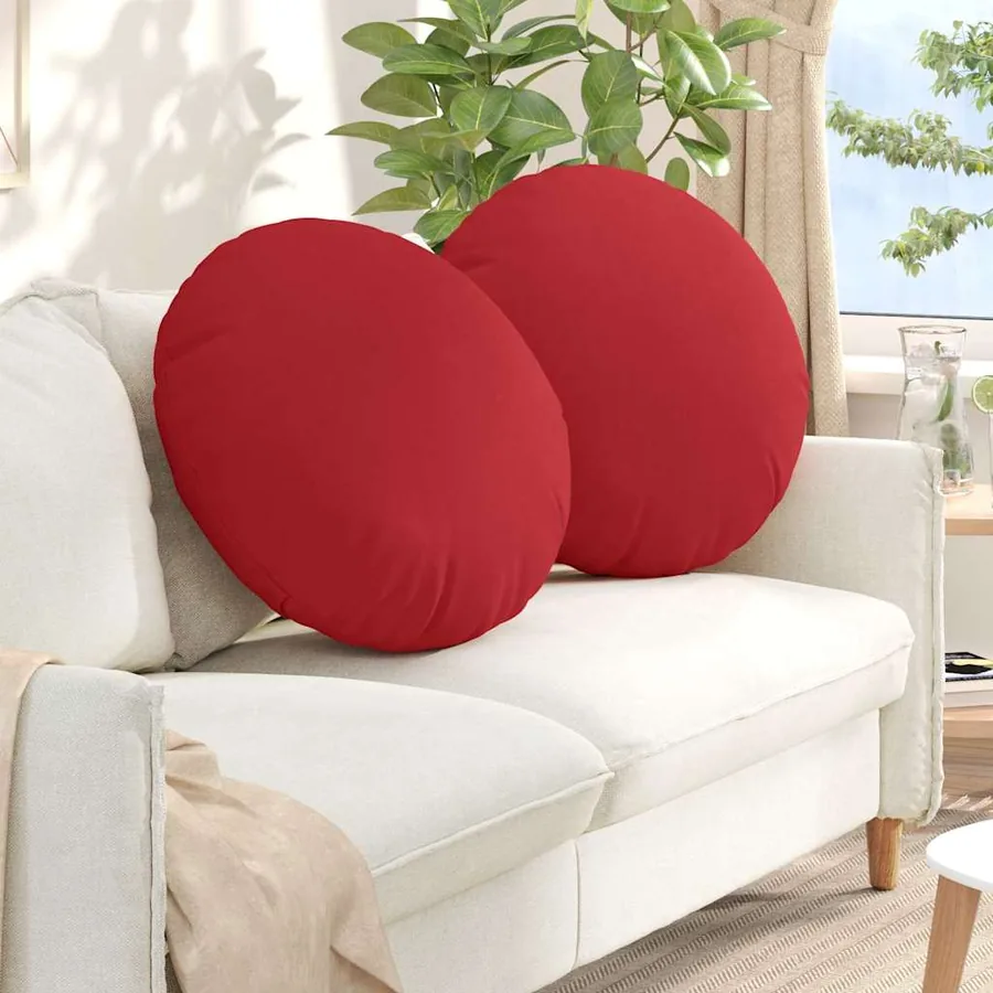Coussins de siège 2 pcs Rouge Ø60 x 21 cm tissu