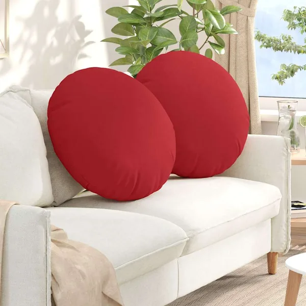Coussins de siège 2 pcs Rouge Ø60 x 21 cm tissu