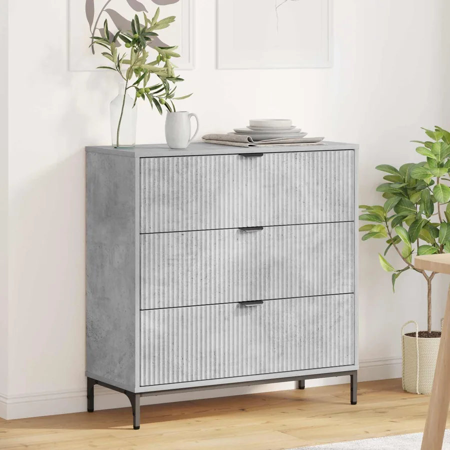 Buffet Gris béton 79,5 x 33 x 82 cm Bois d'ingénierie
