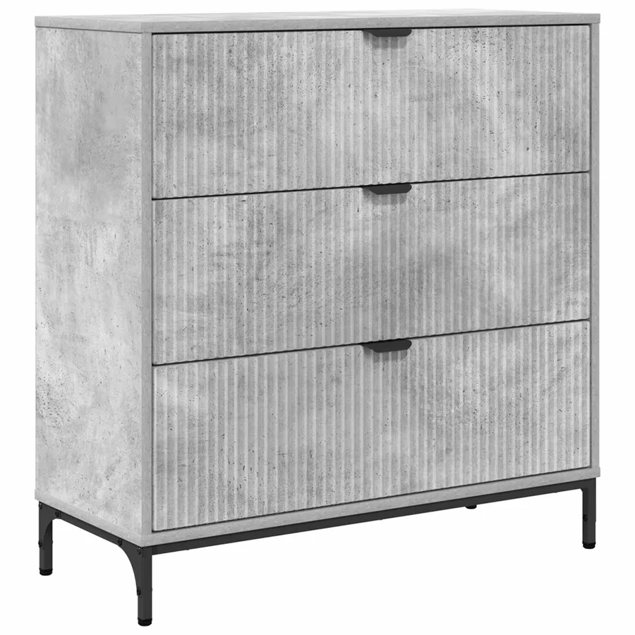 Buffet Gris béton 79,5 x 33 x 82 cm Bois d'ingénierie - 2