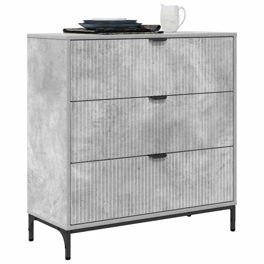 Buffet Gris béton 79,5 x 33 x 82 cm Bois d'ingénierie - 3
