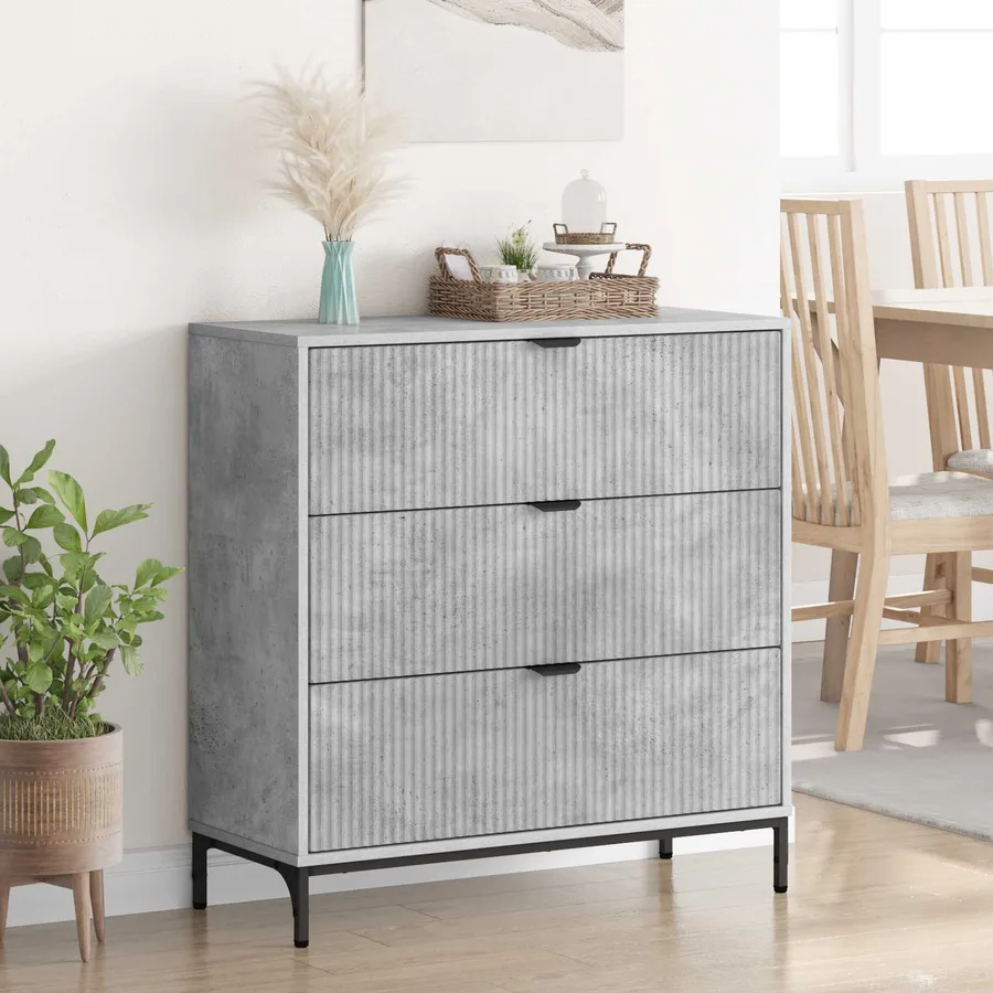 Buffet Gris béton 79,5 x 33 x 82 cm Bois d'ingénierie - 4