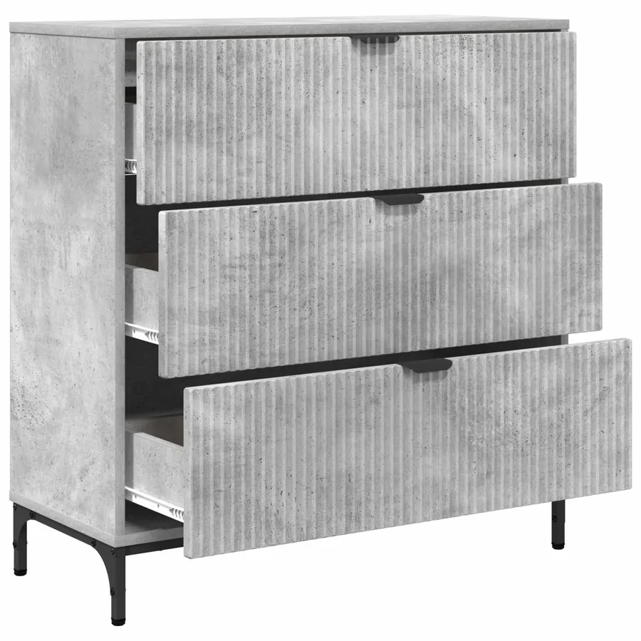 Buffet Gris béton 79,5 x 33 x 82 cm Bois d'ingénierie - 5