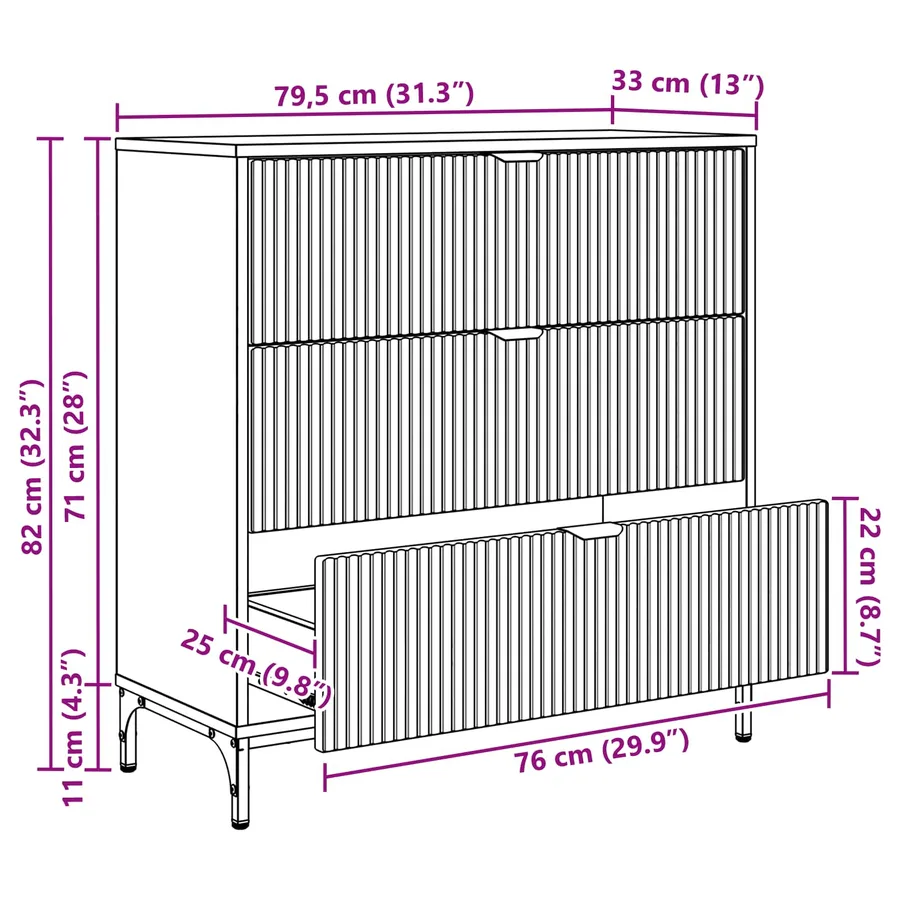 Buffet Gris Sonoma 79,5 x 33 x 82 cm Bois d'ingénierie - 15
