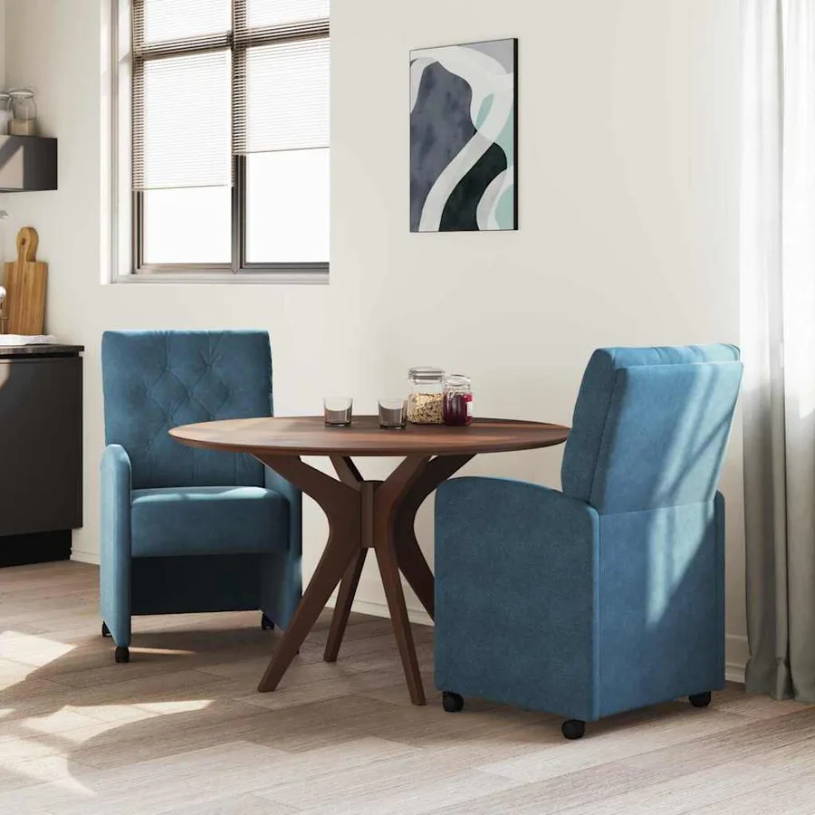 Chaises de Salle à Manger avec Roues 2 pcs Bleu 58 x 67 x 97 cm - 3