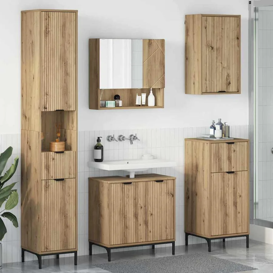Ensemble de mobilier de salle de bain 4 pc Chêne artisanal