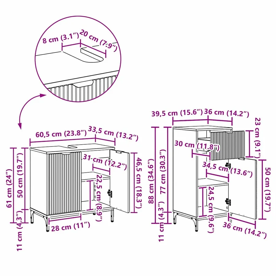 Ensemble de mobilier de salle de bain 4 pc Chêne artisanal - 17