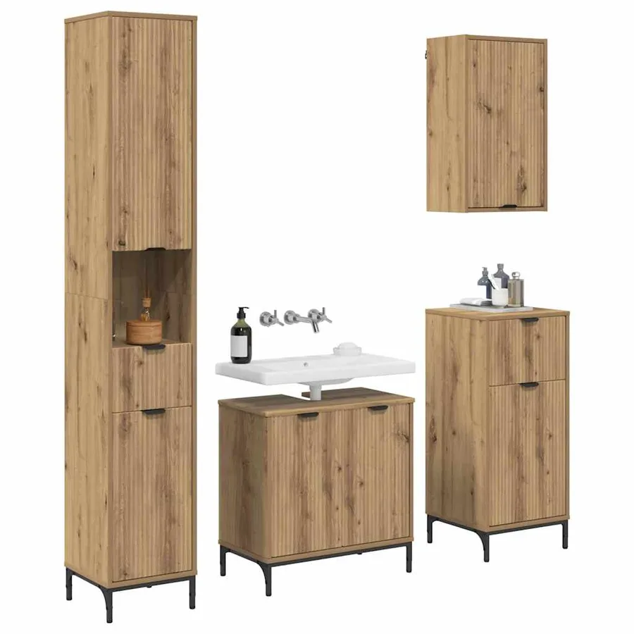 Ensemble de mobilier de salle de bain 4 pc Chêne artisanal - 3