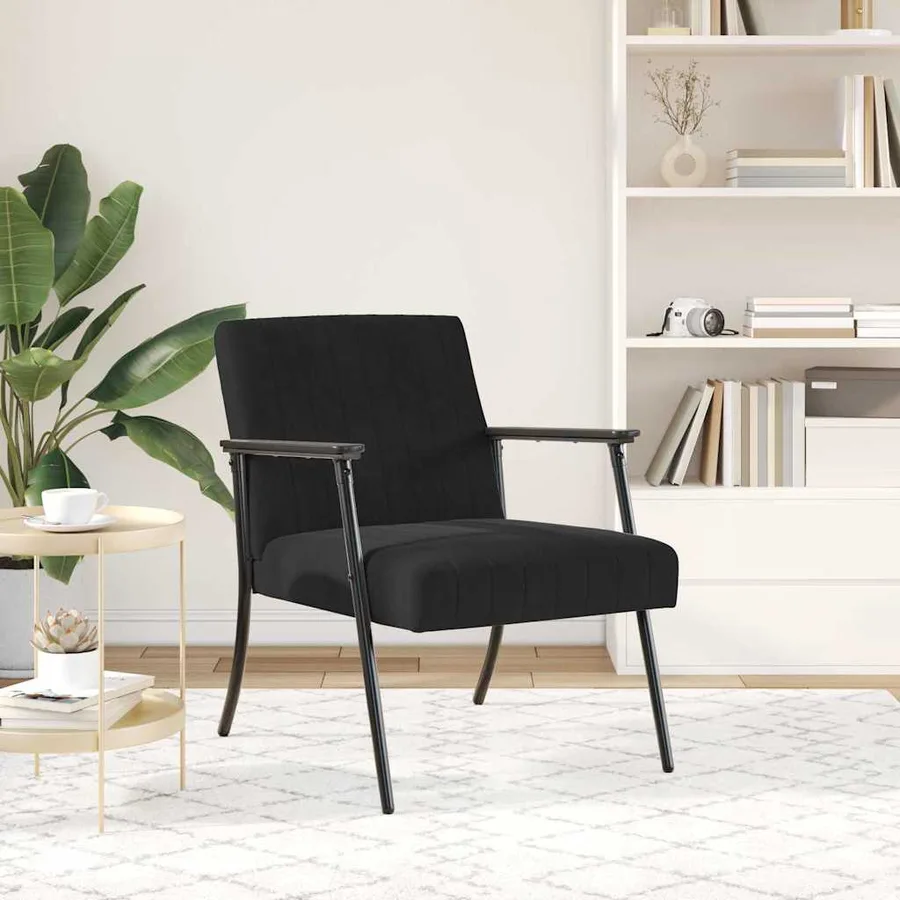 fauteuil Noir 59 x 75 x 78 cm Velours - 3