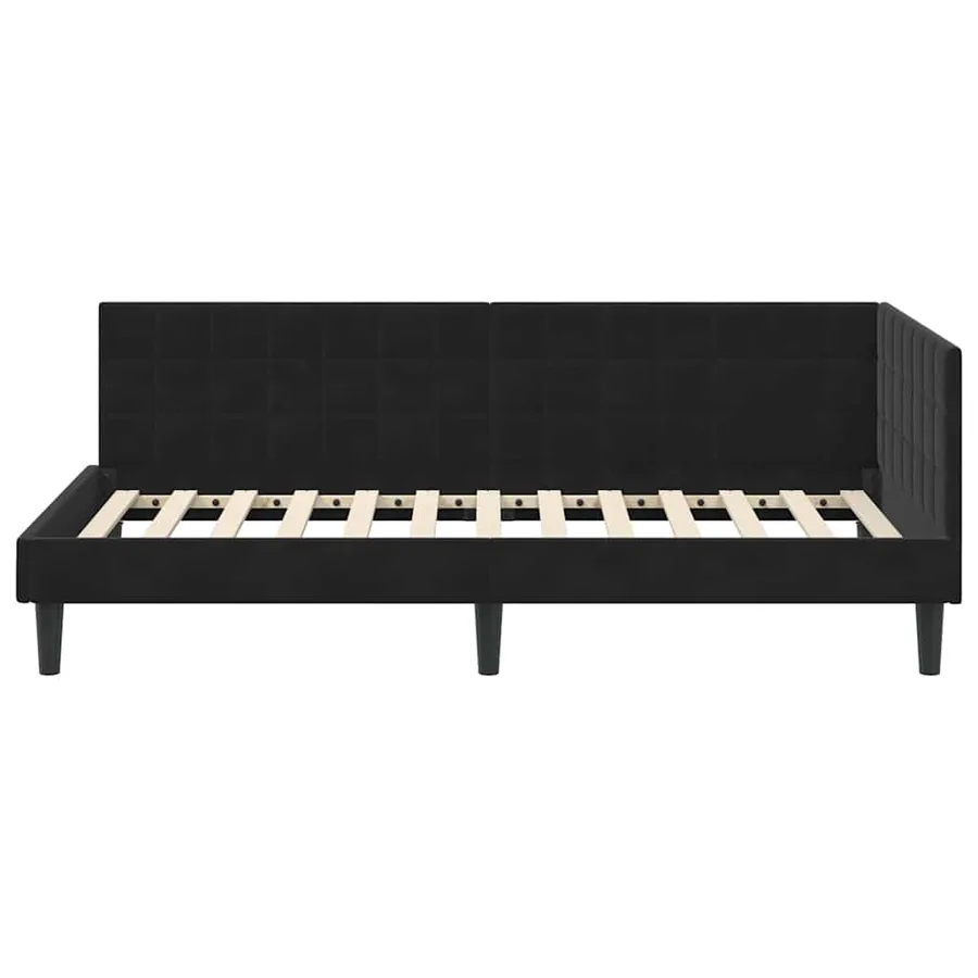 Cadre de lit d'angle Noir 90 cm x 190 cm Velours - 5