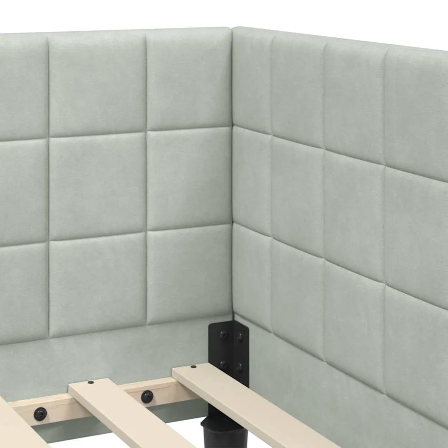 Cadre de lit d'angle avec matelas 2 pcs Gris clair Velours - 8