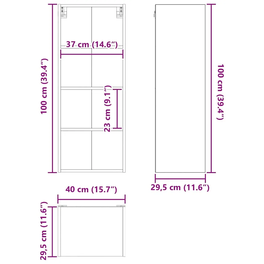Armoire suspendue Chêne artisanal 40 x 29,5 x 100 cm - 13