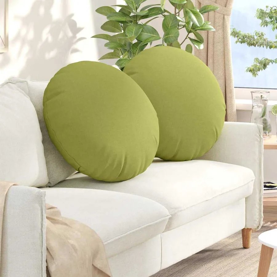 Coussins de siège 2 pcs Vert clair Ø60 x 21 cm tissu