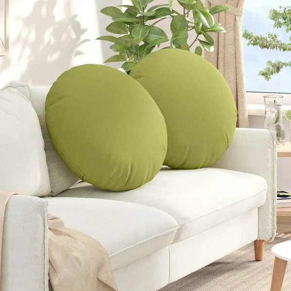 Coussins de siège 2 pcs Vert clair Ø60 x 21 cm tissu