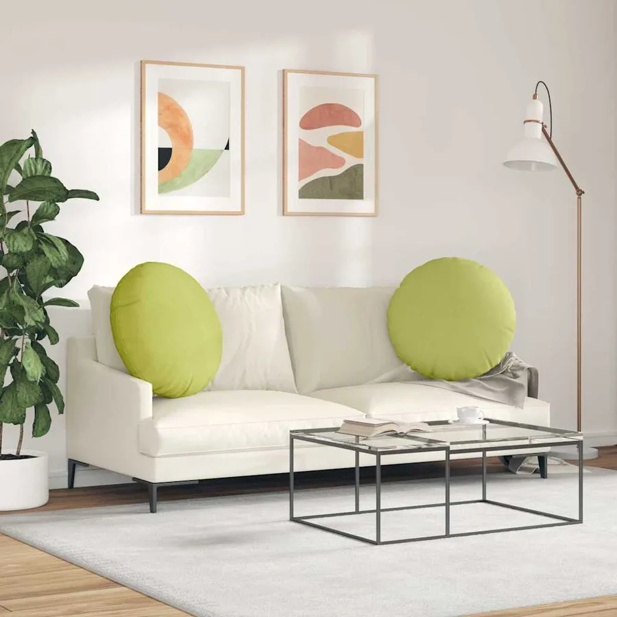 Coussins de siège 2 pcs Vert clair Ø60 x 21 cm tissu - 4
