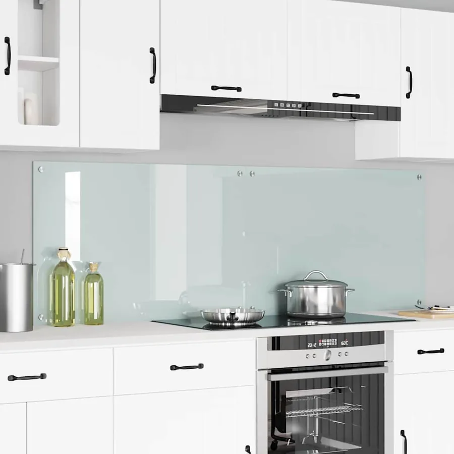 Crédence de cuisine 2 pcs Blanc 90 x 60 cm verre trempé