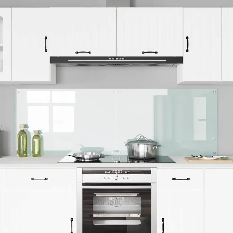 Crédence de cuisine 2 pcs Blanc 90 x 60 cm verre trempé - 3
