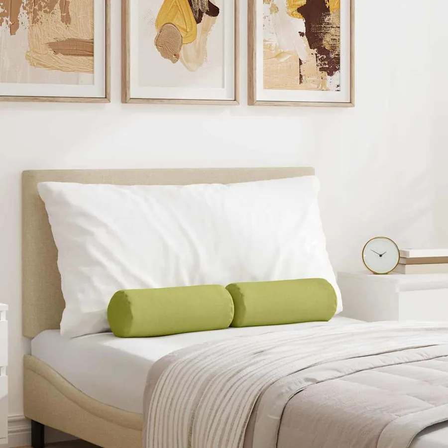 Coussins d'accent 2 pcs Vert clair Ø 15 x 40 cm tissu