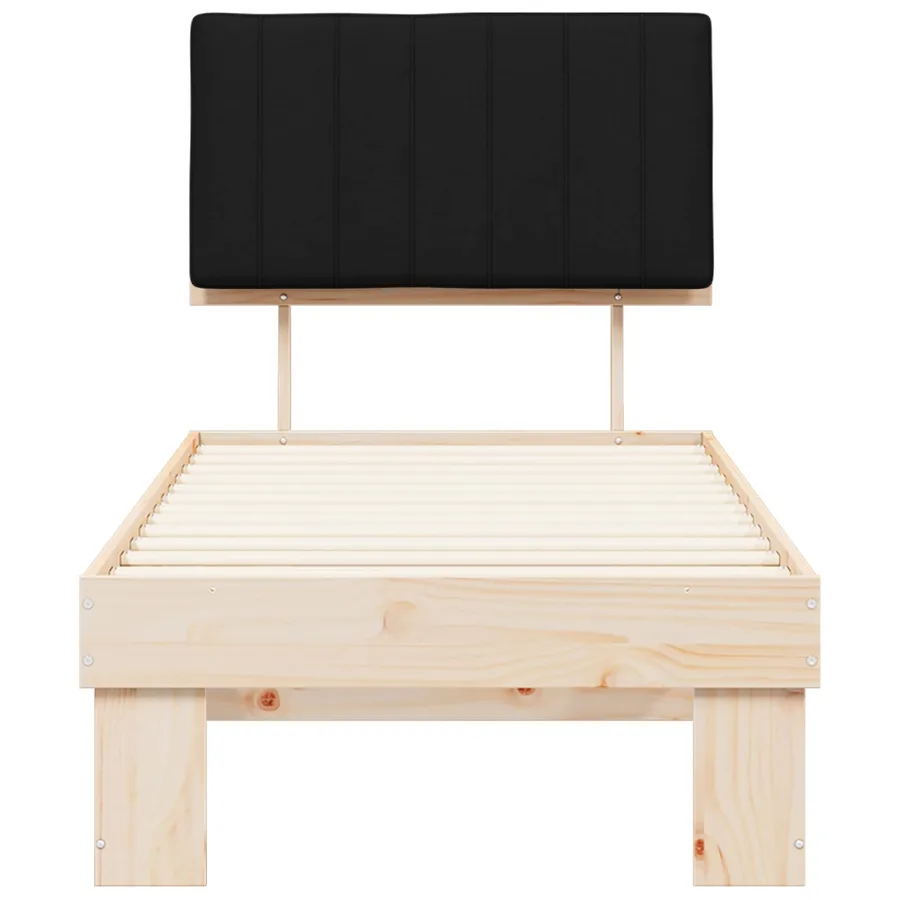 Cadre de lit avec tête de lit rembourrée Noir 75 x 190 cm - 5
