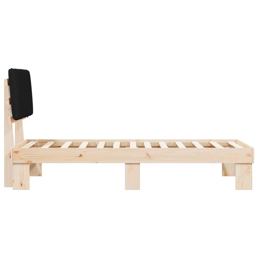 Cadre de lit avec tête de lit rembourrée Noir 75 x 190 cm - 6