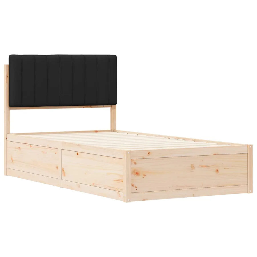 Cadre de lit avec tête de lit rembourrée Noir 100 x 200 cm - 4