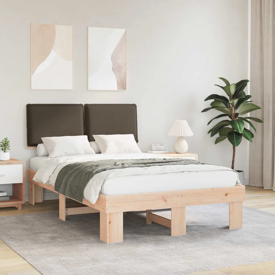 Cadre de lit avec tête de lit rembourrée Taupe 120 x 200 cm