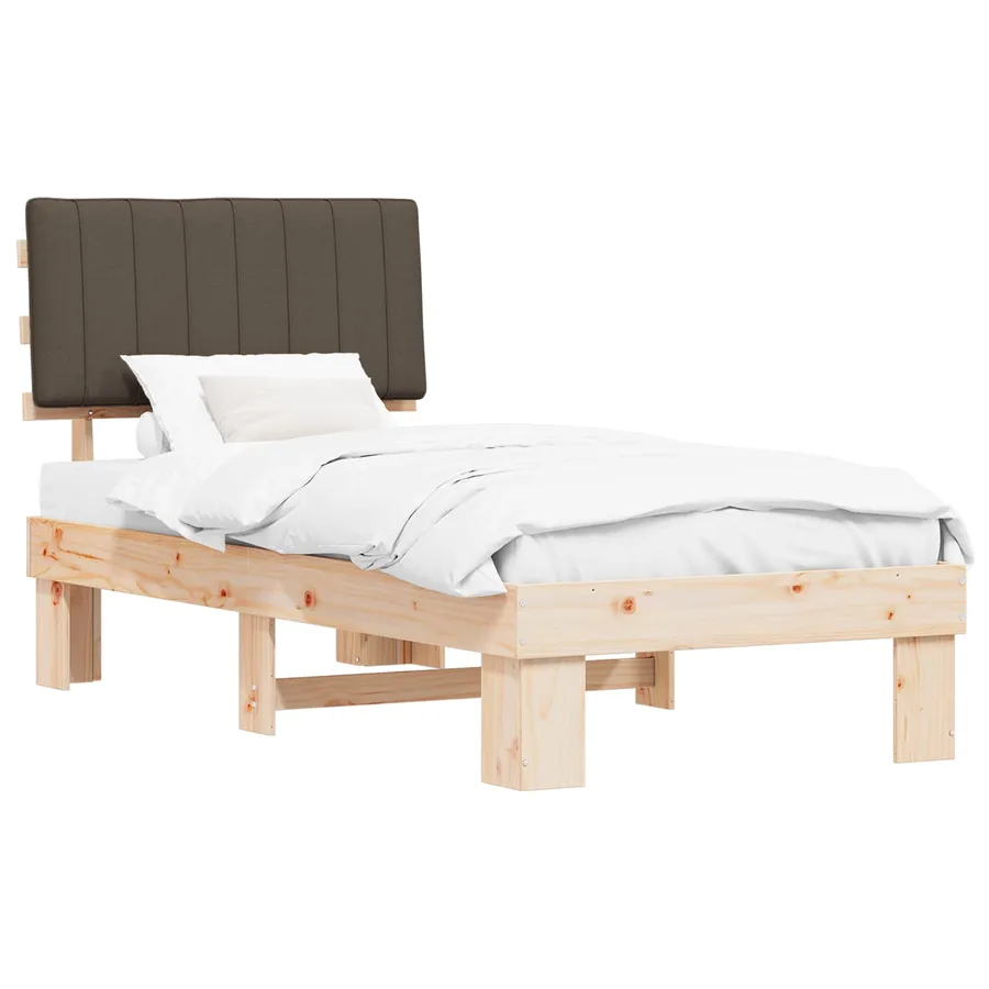 Cadre de lit avec tête de lit rembourrée Taupe 90 x 190 cm - 2