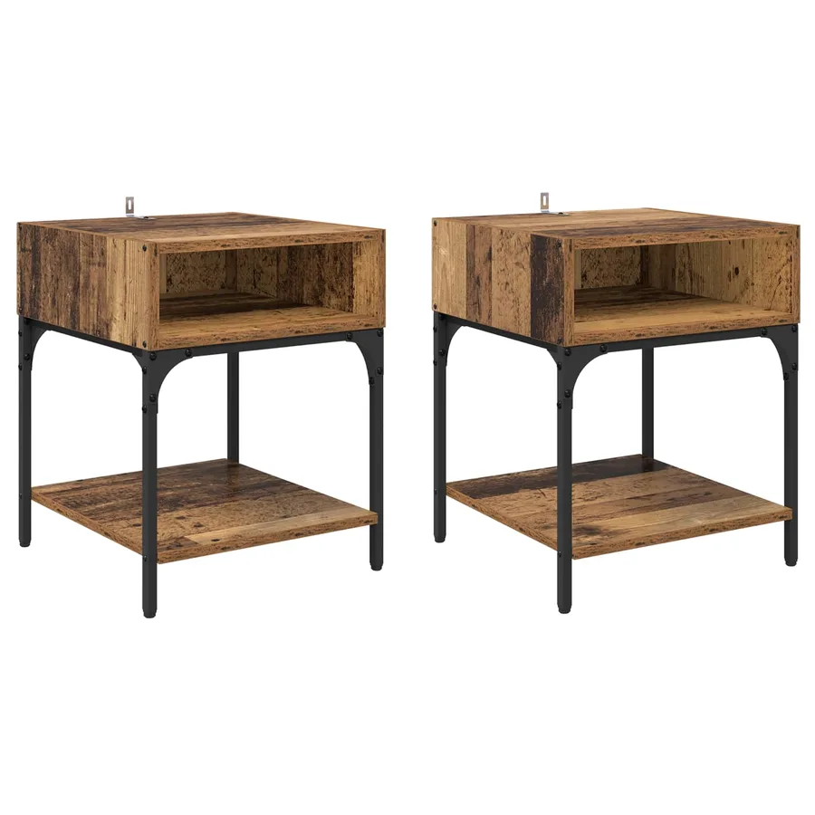 Table de chevet 2 pcs Bois ancien 40 x 40 x 50 cm - 2