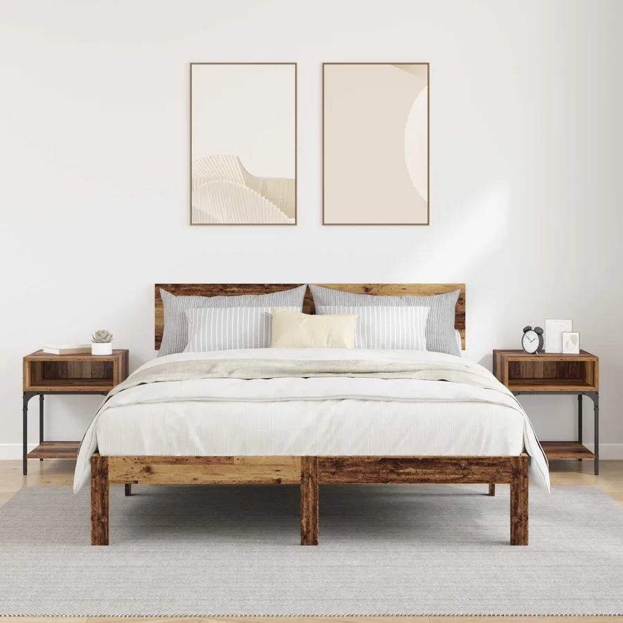Table de chevet 2 pcs Bois ancien 40 x 40 x 50 cm - 4