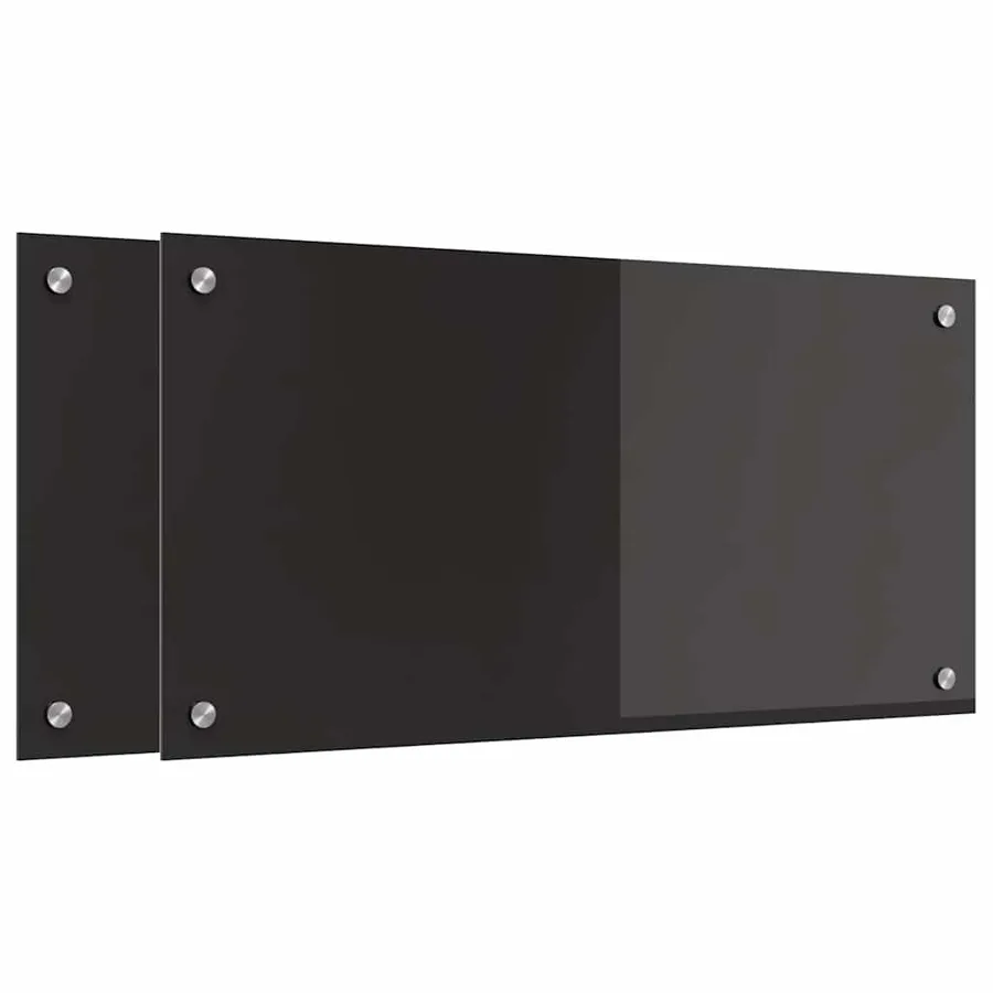 Crédence de cuisine 2 pcs Noir 80 x 40 cm verre trempé - 2