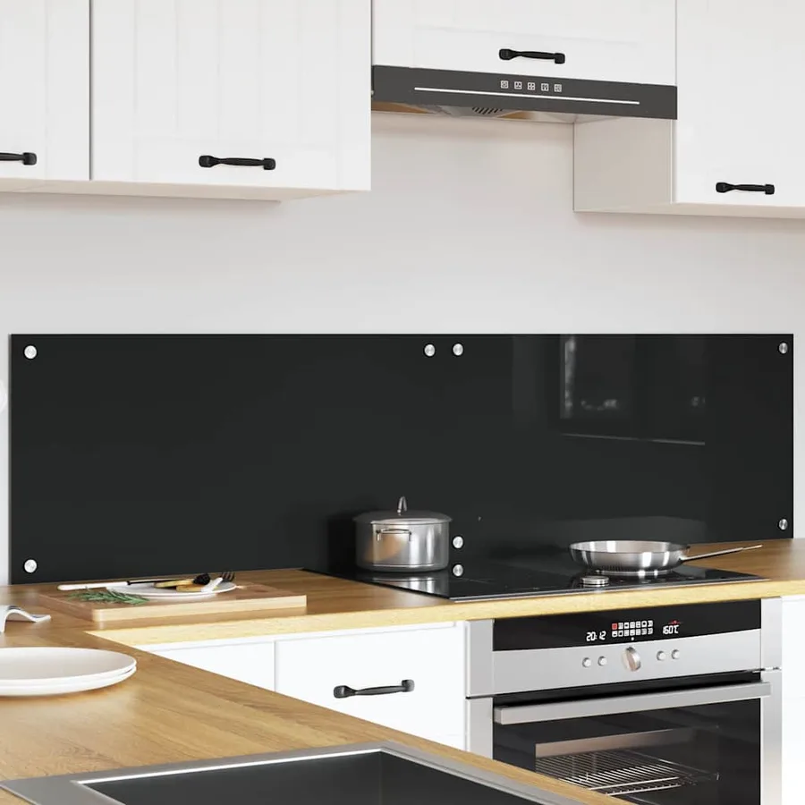 Crédence de cuisine 2 pcs Noir 80 x 40 cm verre trempé - 3