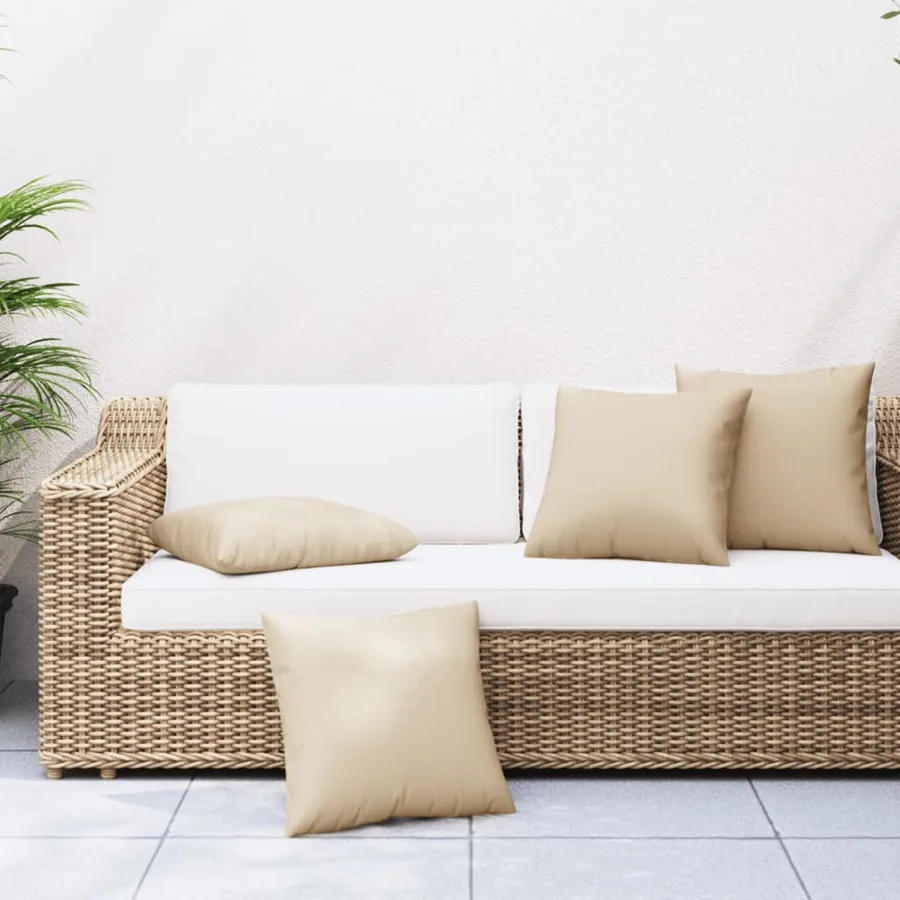 Coussins de canapé lot de 4 beige 60x60 cm tissu