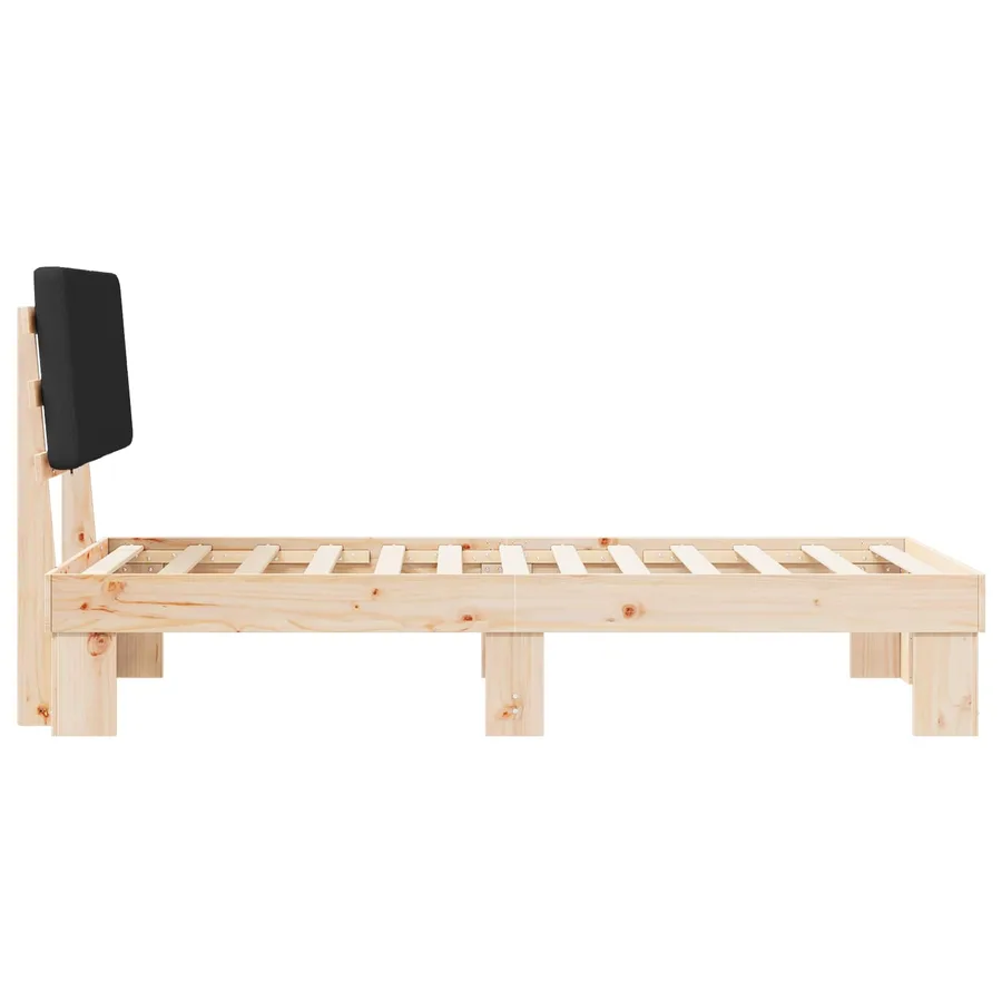 Cadre de lit avec tête de lit rembourrée Noir 75 x 190 cm - 6