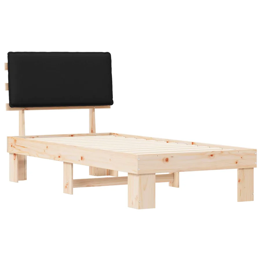 Cadre de lit avec tête de lit rembourrée Noir 80 x 200 cm - 4