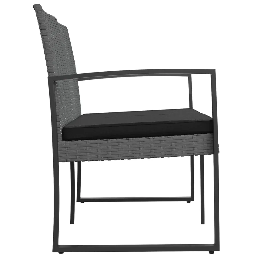 Banc de jardin à 2 places et coussins gris foncé PP rotin - 4