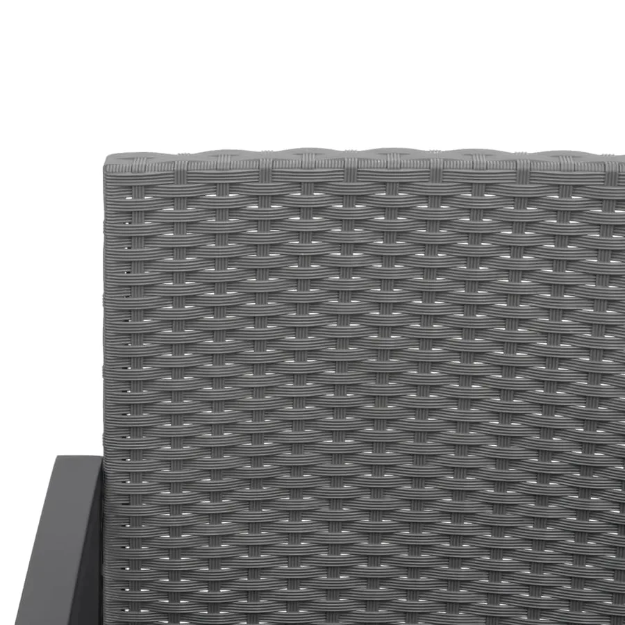 Banc de jardin à 2 places et coussins gris foncé PP rotin - 6