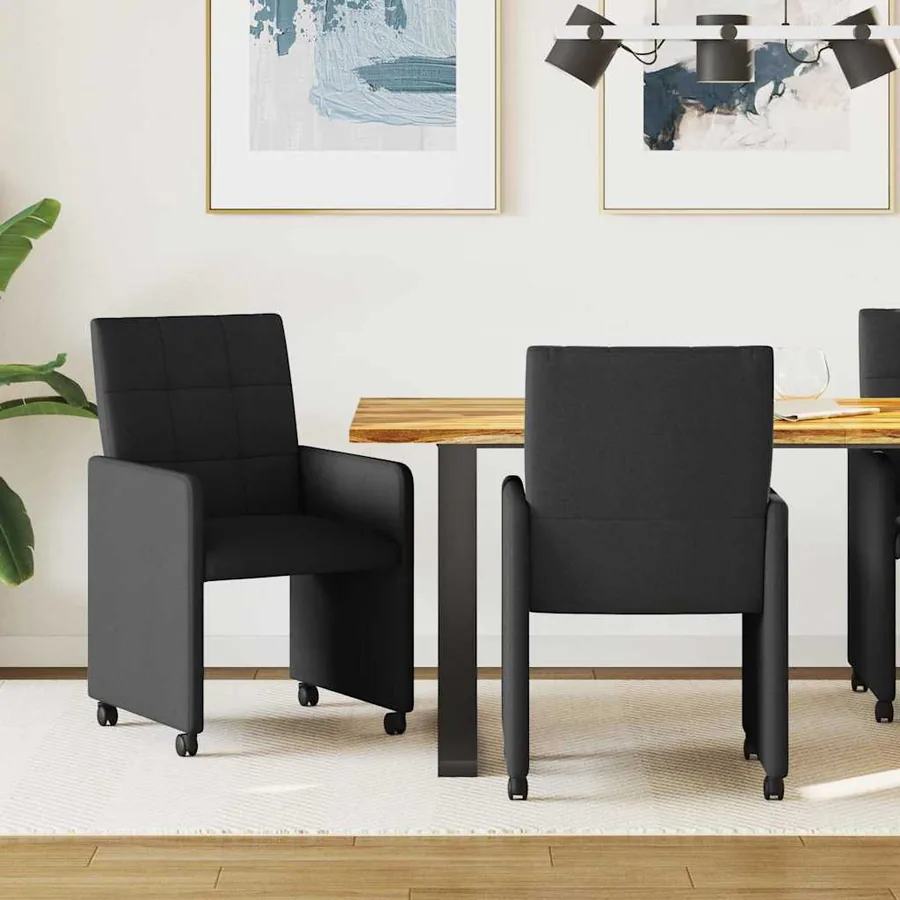 Chaises de Salle à Manger avec Roues 2 pcs Noir 58 x 65 x 94 cm