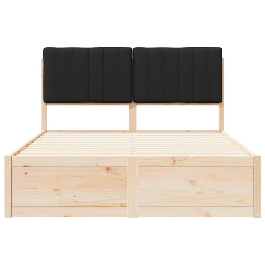 Cadre de lit avec tête de lit rembourrée Noir 135 x 190 cm - 5
